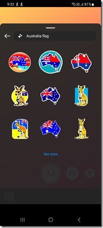 Instagram Generative AI Sticker, Query "australia flag"