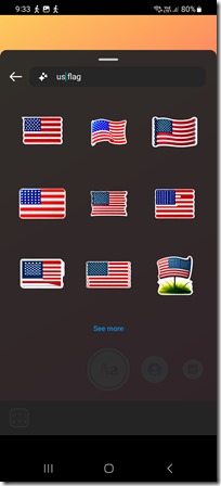 Instagram Generative AI Sticker, Query "us flag"