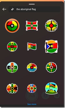 Instagram Generative AI Sticker, Query "the aboriginal flag"